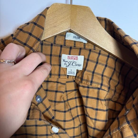 J. Crew All Cotton Oxford Slim Button Down Plaid Shirt Size Large - Picture 2 of 5